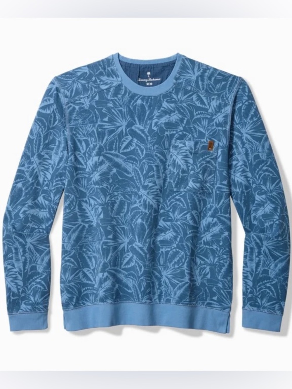 Tommy Bahama L Buccaneer Blue Ben And Terry Twilight Palms Crew Sweatshirt NWT